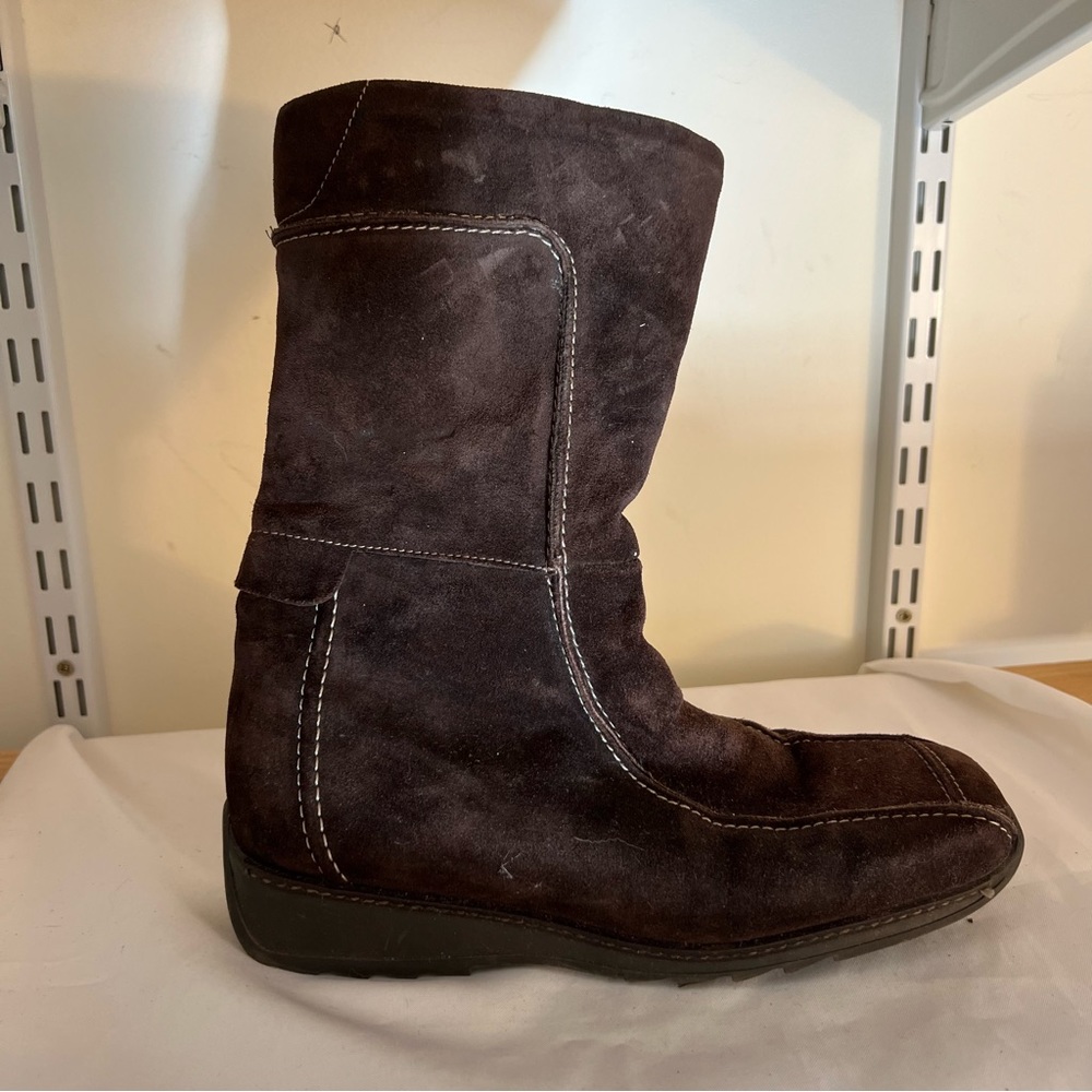Theresia M Moccasin Boots Suede Brown Espresso Full Zip Women US 6 Calf